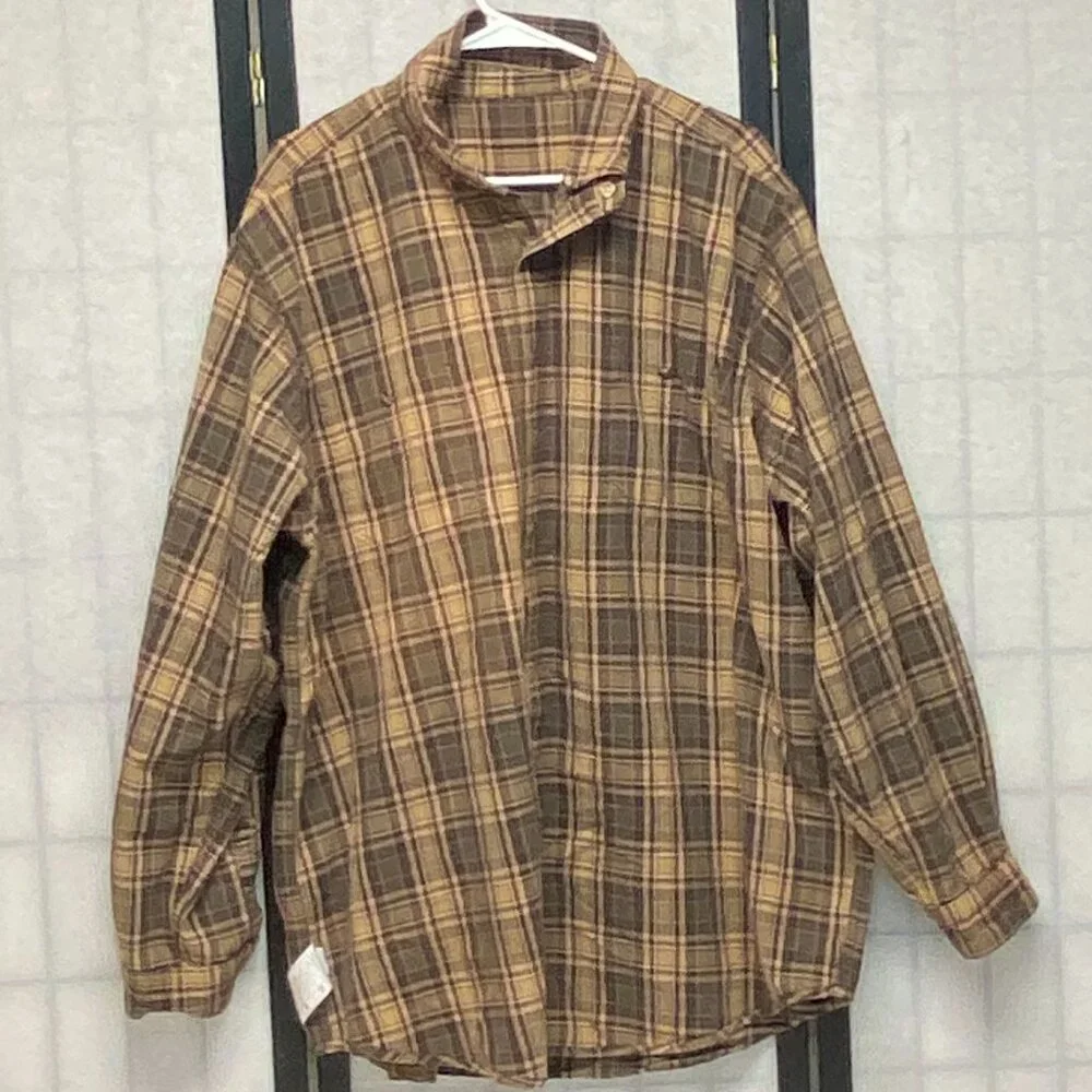 Carhartt Plaid Flannel Shirt 2XLT Brown Rust Long Sleeve Brushed Cotton Workwear - Picture 5 of 14
